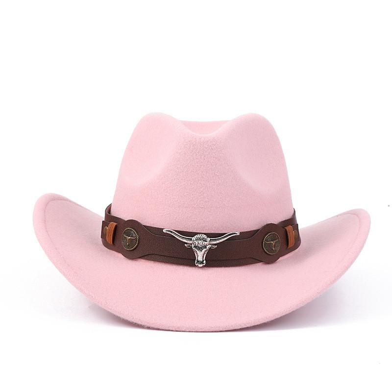 Western Cowboy Wool Felt Hat With Knot Embellishments For Autumn Winter Fashion