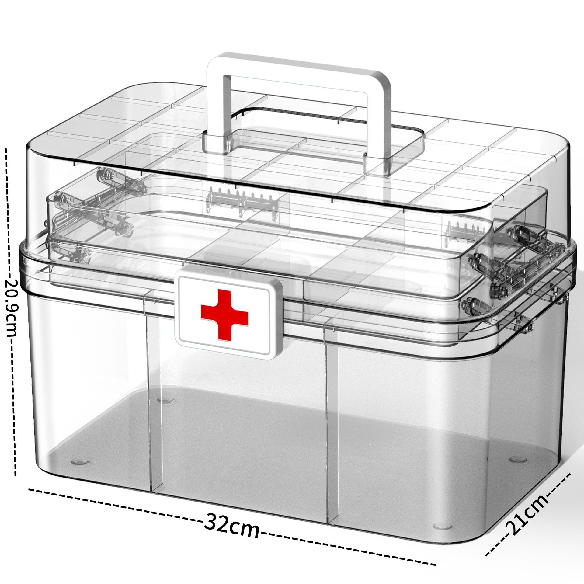 

Трехслойный прозрачный портативный ящик для хранения лекарств большой вместимости