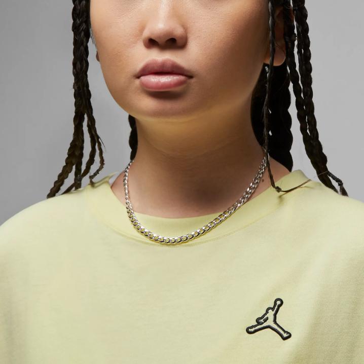 Jordan Logo Solid Color Loose Breathable Round Neck Casual Short Sleeve Dress Women dresses Yellow DO5052-821