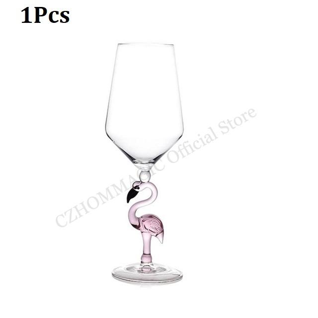 1Pcs Creative Pink Flamingo Cocktail Glass Martini Goblet Nverted Cone Shaped Wedding Birthday Party Crystal Champagne Wine Cup