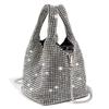 Fashion Rhinestone Small Bucket Bag for Women Sling Shoulder Crossbody Bag with Diagonal Chain Stylish Ladies Handbag