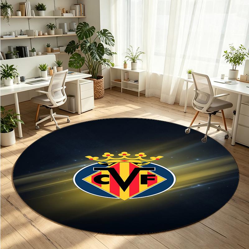 Villarreal FC Printed Round Crystal Velvet Rug Soft Non Slip Floor Carpet For Bedroom Holiday Gift
