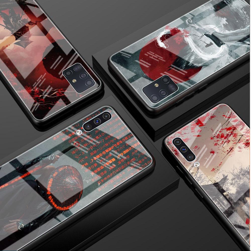 Landschaft Tusche Samurai Kunst Glas Hülle Für Samsung Galaxy A52 A71 A50 A51 A70 A21s A31 A72 A10 A12 A30 A22 5G Handyhülle