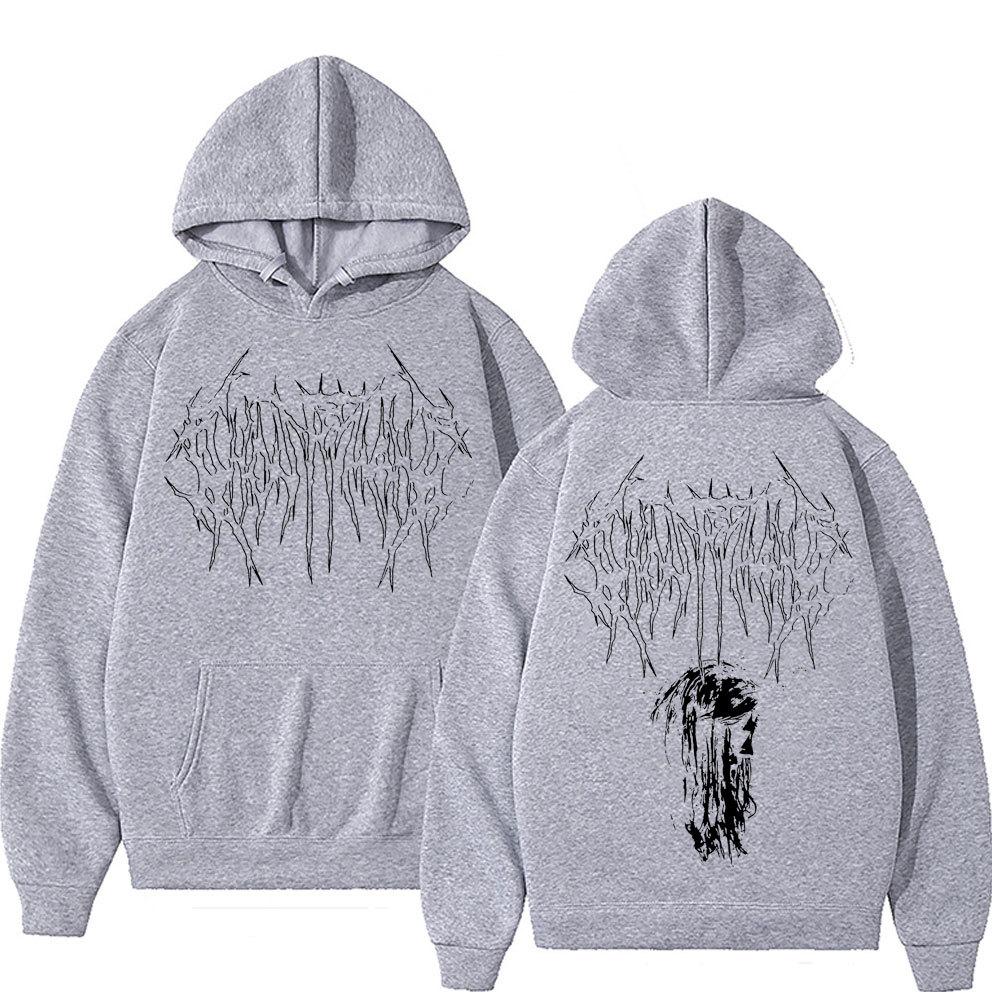 Rapper Ghostemane Squeeze Graphic Autumn and Winter Printing Hoodie Men's Fashion Letter Graphic Harajuku