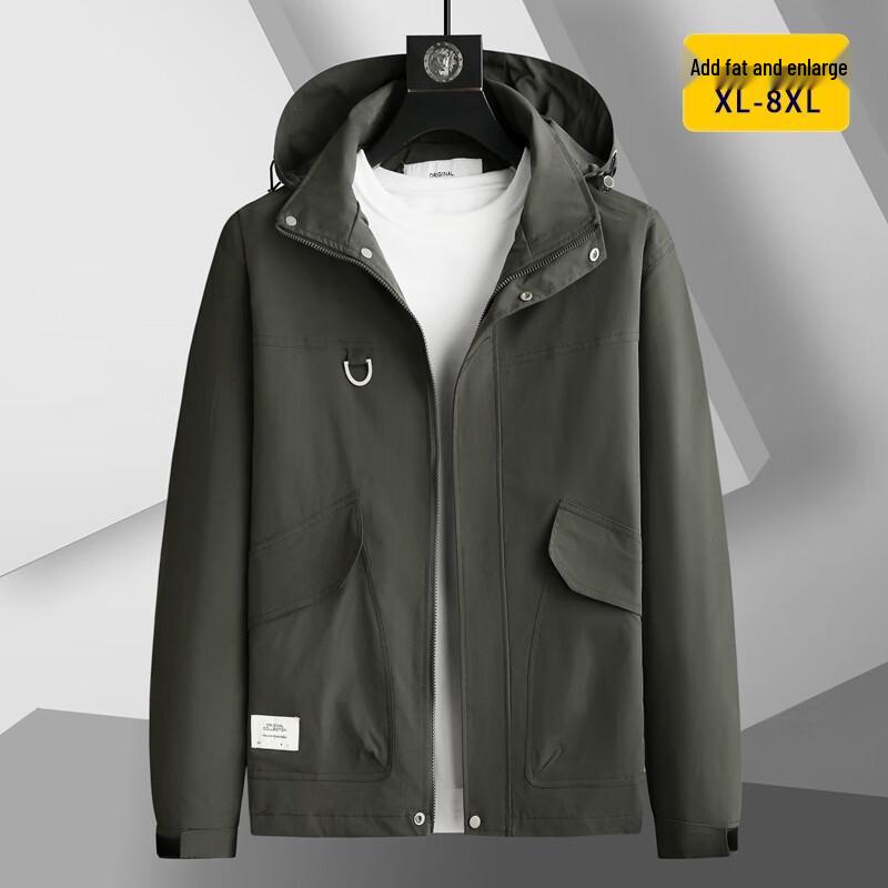 Dibenze Men's Plus Size Detachable Hood Casual Jacket