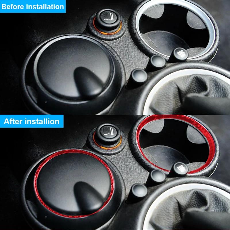 For Mini Cooper Hardtop R56 Clubman R55 Convertible R57 Gear Shift Panel Water Cup Holder Carbon Fiber Stickers Car Accessories