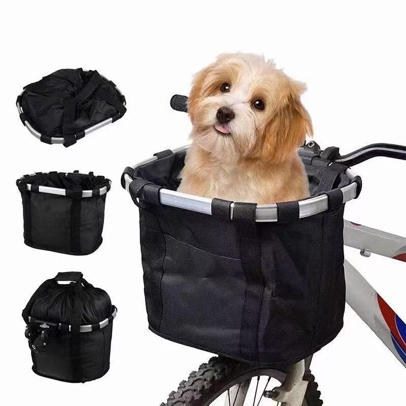 Cesto pieghevole staccabile per bicicletta, manubrio anteriore, borsa trasportino per cane gatto, pieghevole, impermeabile, per riporre la bicicletta