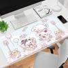 Gaming Mouse Pad Antislip Stitched Edges Pink Cute Cartoon Artwork Print Keyboard Pad for Gamer Home Office Desk Mat