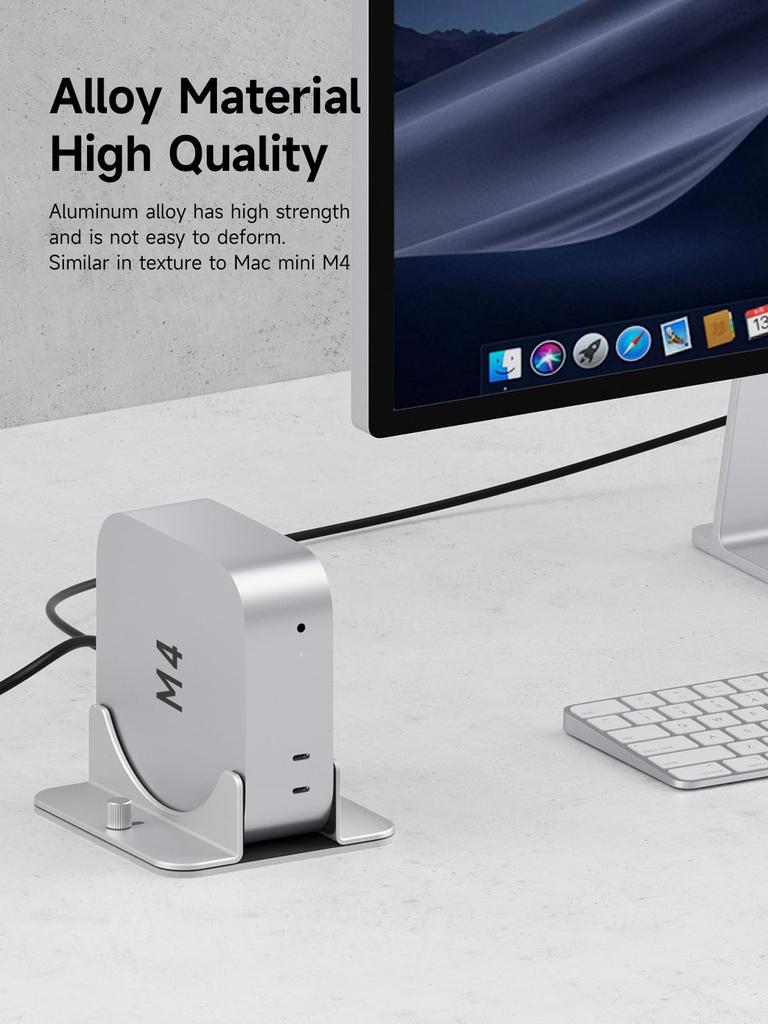 Hagibis Vertical Stand for Mac Mini Aluminum Alloy Laptop Computer Desktop Stand Compatible with M4 Chip and Mac Mini Pro M4, Stand, Non-Slip Holder,
