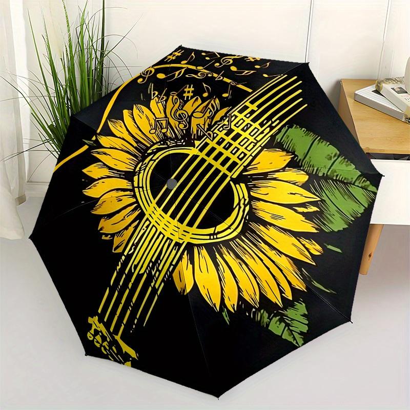 

1pc Sunflower Guitar Music Notes Artwork Umbrella with Plastic Handle,Suitable for All Seasons Home Travel Outdoor UmbrellaB1656