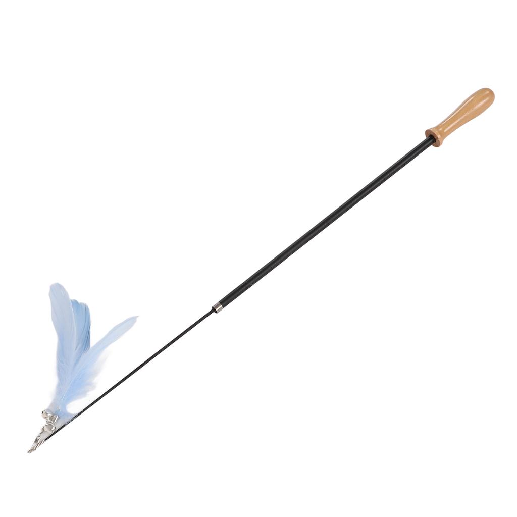 Cat Teaser Wand Retractable Interactive Cat Feather Toy with Bell for Cat KittenBlue