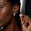 Exquisite Cross Sparkling Cubic Zirconia Small Stud Earring for Women Gothic Punk Cross Copper Earring Girls Party Charm Jewelry