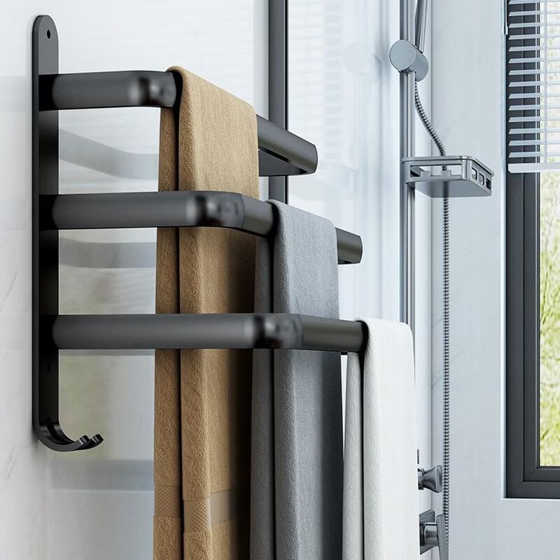 Punch-Free Space Aluminum Bathroom Towel Rack