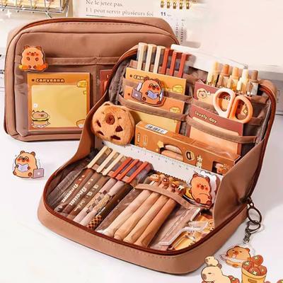 Pencil Case with Multi Compartments Large Opening Zipper Placket Storage System Stationery Bag