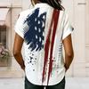 Plus Size Women Collared Short Sleeve Blouse Dark Background Pink Glitter Heart Print Button Front Casual Summer Top