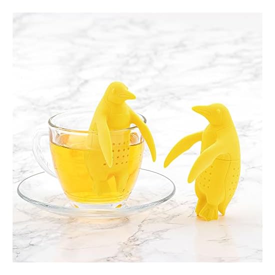 COLORATA Animal Tea Strainer (King Penguin / Dishwasher & Microwave Safe / Silicone) Cute Animal Tea