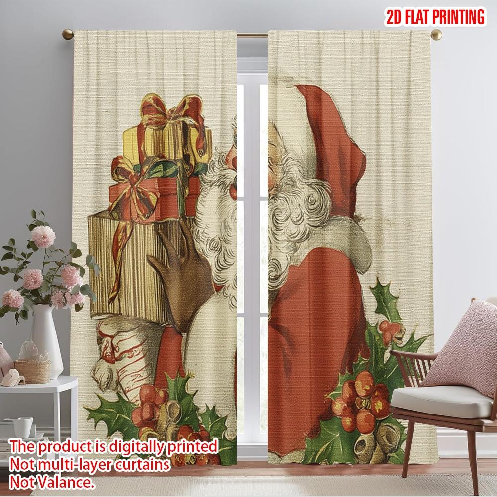 

2pcs,2D plane printing Creative Curtains Santa Claus with Presents Versatile Fabric (without rod) Room Decor Ldeal for Bedroom 52.50×116.00 CM 2pcs