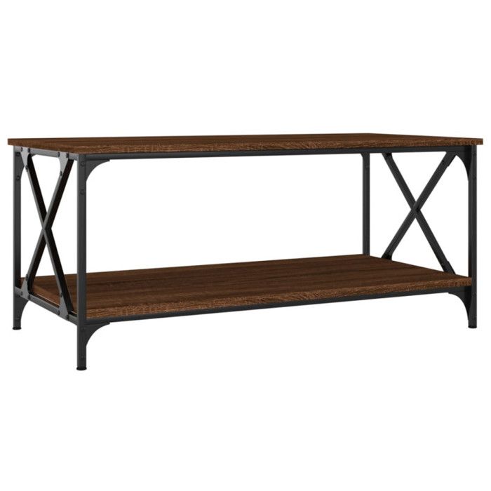 823311 vidaXL Table basse Chêne marron 100x50x45 cm Bois d'ingénierie et fer