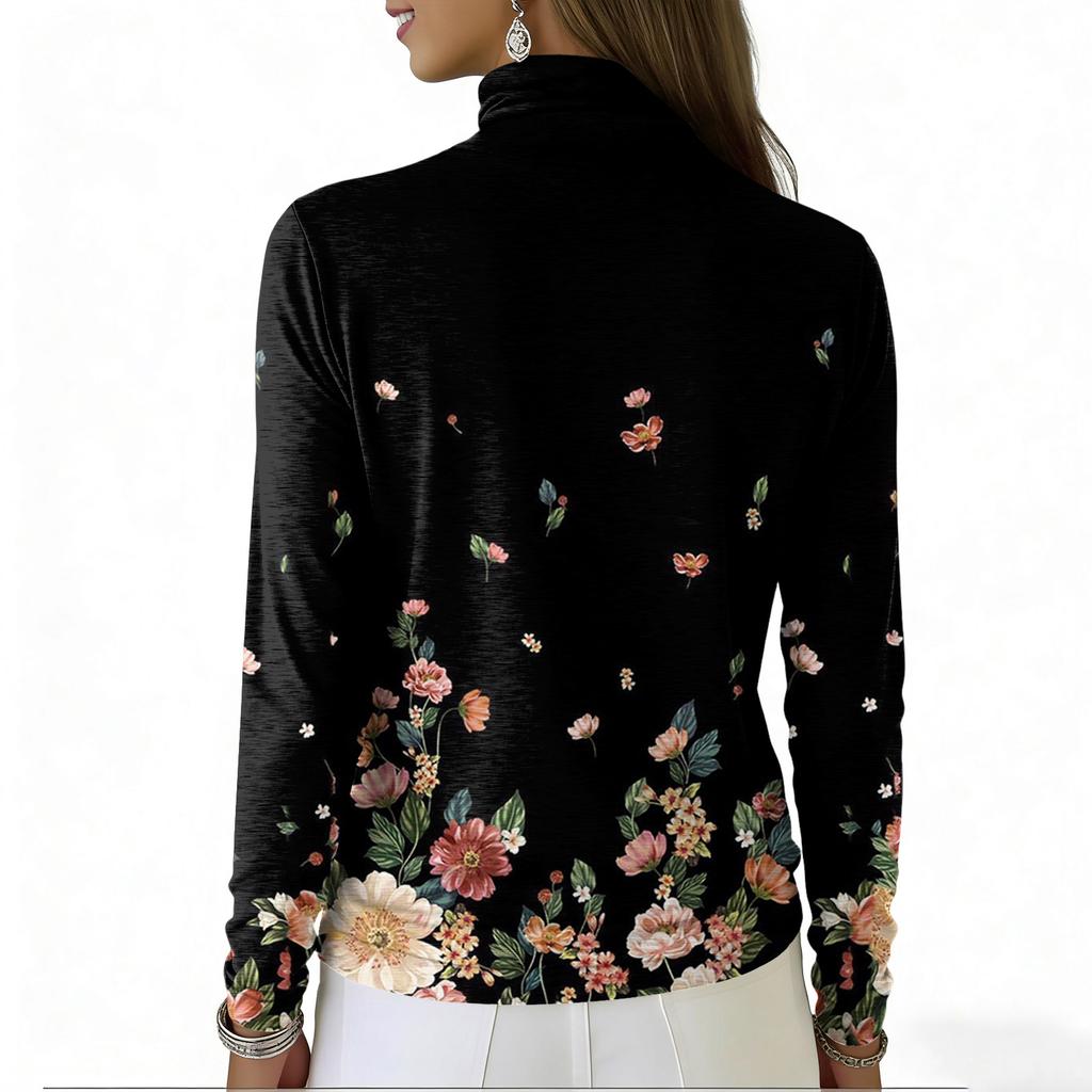 Women's Casual And Fashionable Round Neck Long Sleeved Printed Top Sweater