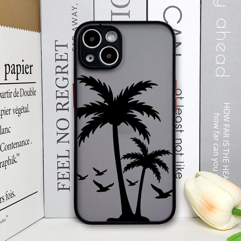 Black Coconut Palm Tree Printed Phone Case for IPhone 16 14 15 Pro Max 11 12 13 PRO MAX Mini 7 8 Plus X XS Shockproof Hard Cover