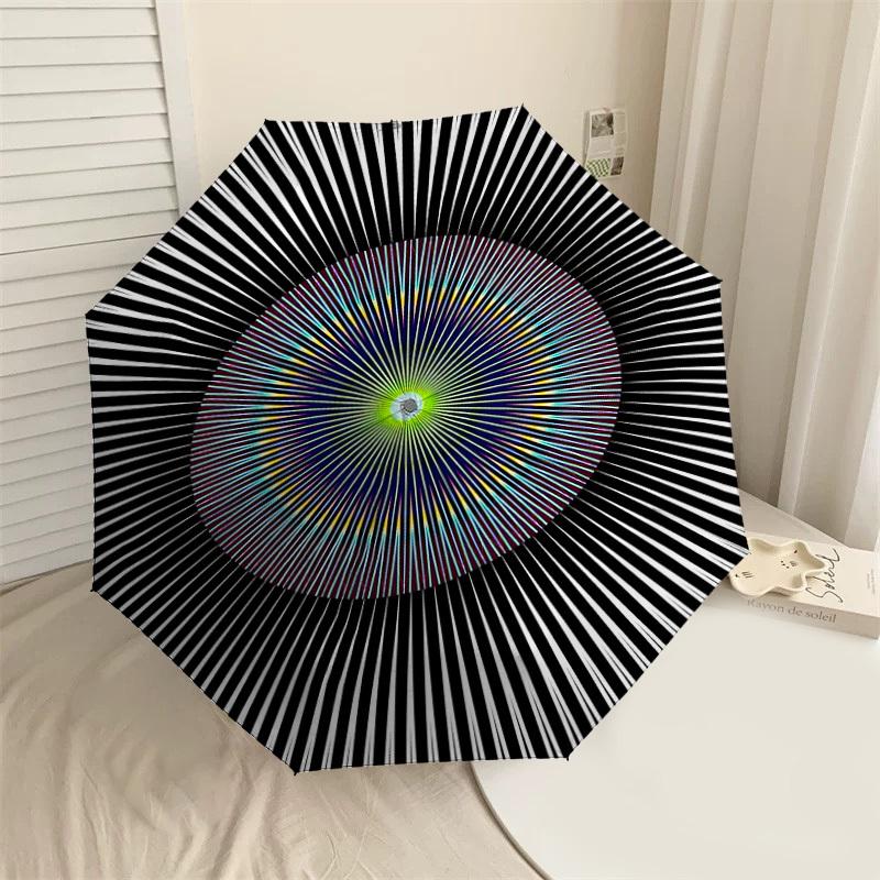 

1pc eye pattern Automatic Open/Close Umbrella with Windproof, 8-Rib Sturdy Canopy, Durable Ribs, Fashionable Design1167A