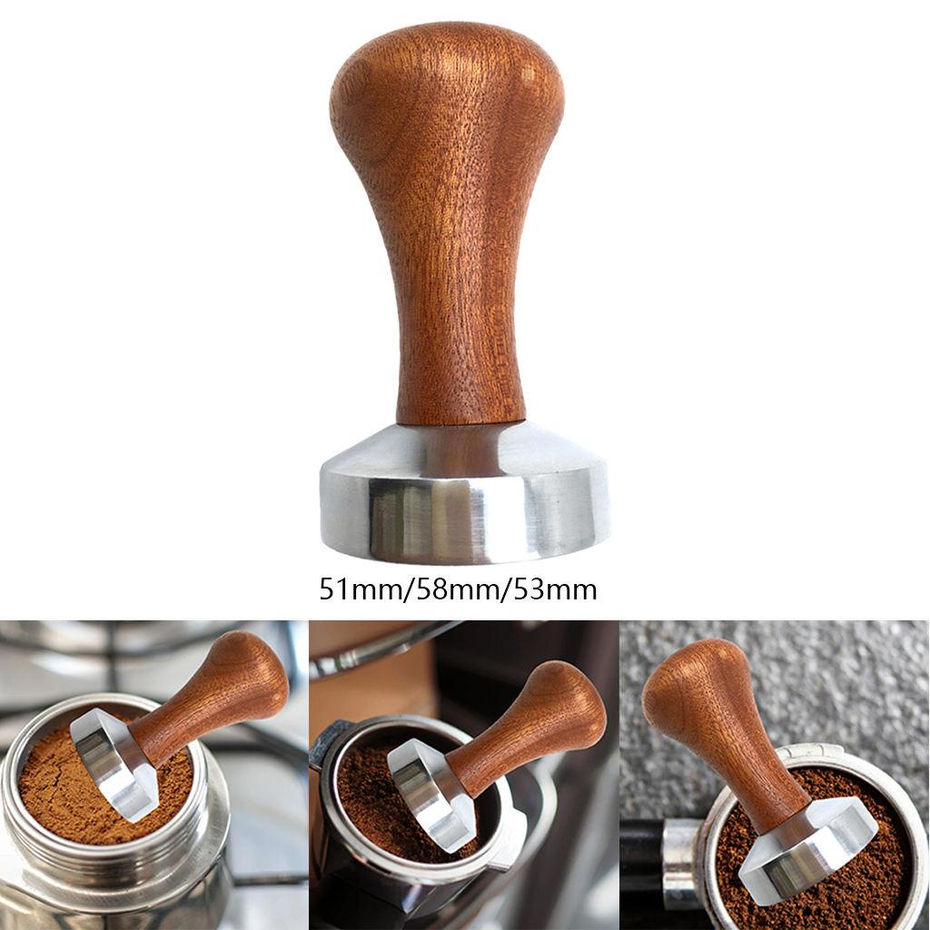 51/53/58mm Coffee Tamper Food Grade Coffee Tamper Leveler Wooden Handle Coffee Distributor for Coffee Maker Coffeeware Barista