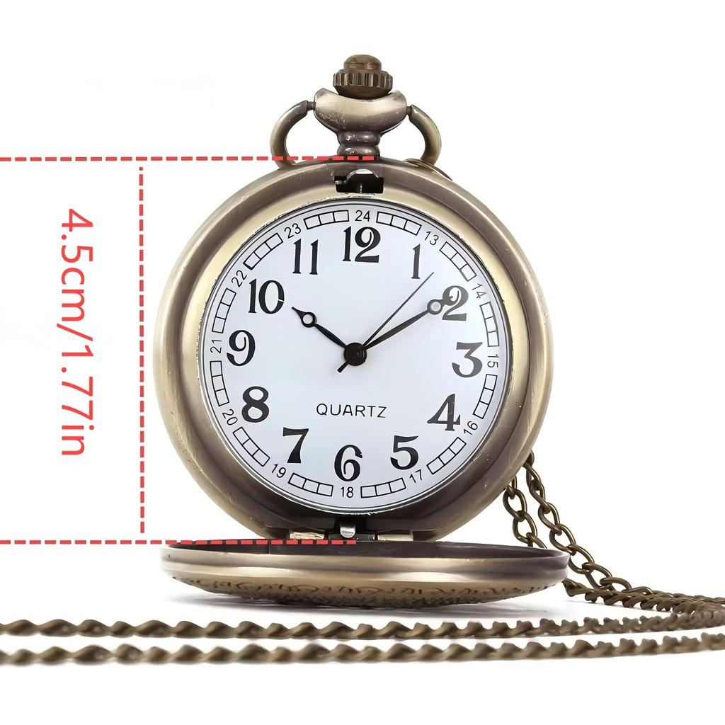 1pc Retro Flip Pocket Watch Classic Roman Character Men's and Women's Necklace Quartz Large Number Elderly Hanging Watch Gift
