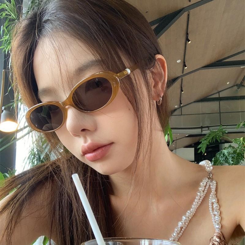 New fake home retro oval cat eye orange pearl women's sunglasses premium sunglasses