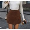 Fall Winter Women High Waist Corduroy Mini Skirt, Slim Fit A-line Pencil Bodycon Skirt