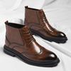 High Quality Soft Leather Ankle Boots Comfy Men Bullock Flat Designer Oxford Dress Shoes Men Casual Leather Boots Big Size 37-48