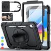 Silicone Case for iPad Adjustable Strap Pencil Holder Tablet Case 360 Degree Rotating Shockproof for iPad (A16) 11th/10th