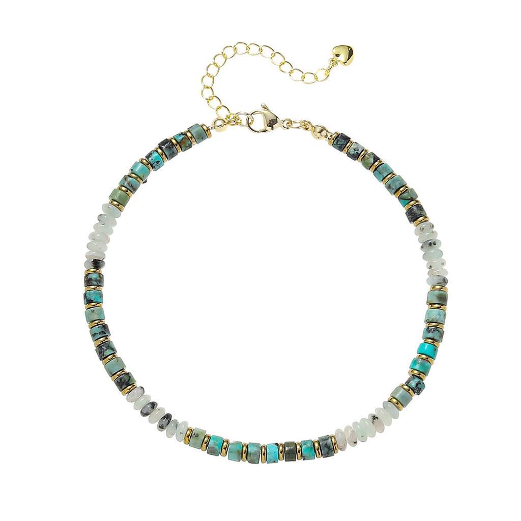 Natural Stone Beaded Anklets for Women Girls Handmade Summer Beach Boho Turquoise Beads Ankle Bracelet Foot Jewelry Gift for Her CLE