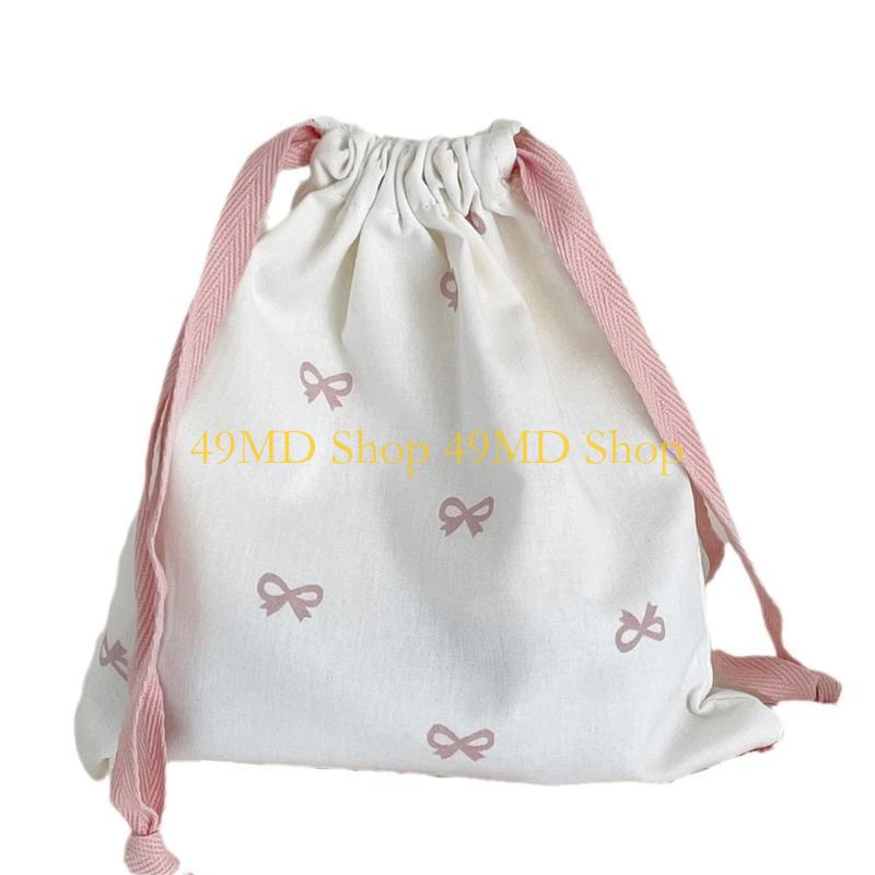 49MD Drawstring Bag Small Gift Portable Cosmetic Bag Drawstring Storage Bag Bows Makeup Bag