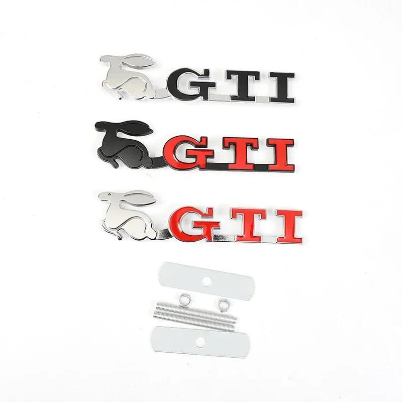 Opq1 Car Front Grille Badge Metal GTI Logo Sticker For VW GTI Polo Golf 5 6 Passat B3 Scirocco Tiguan Jetta Touareg Beetle Touran CC