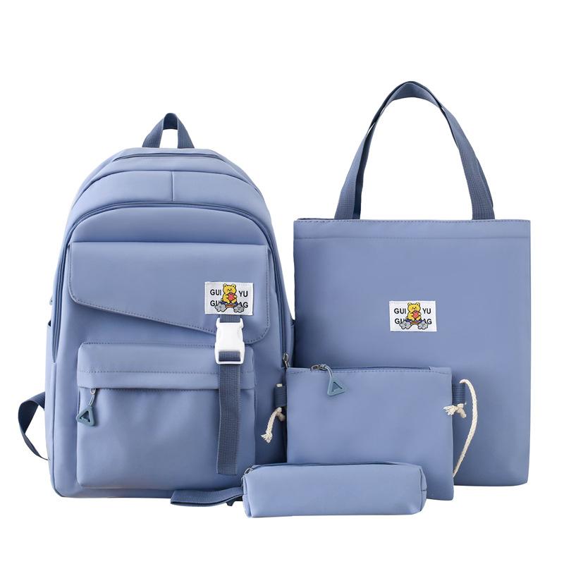 

Комплект из четырех рюкзаков, большая вместимость, школьная сумка для школьников, легкий дорожный рюкзак синий