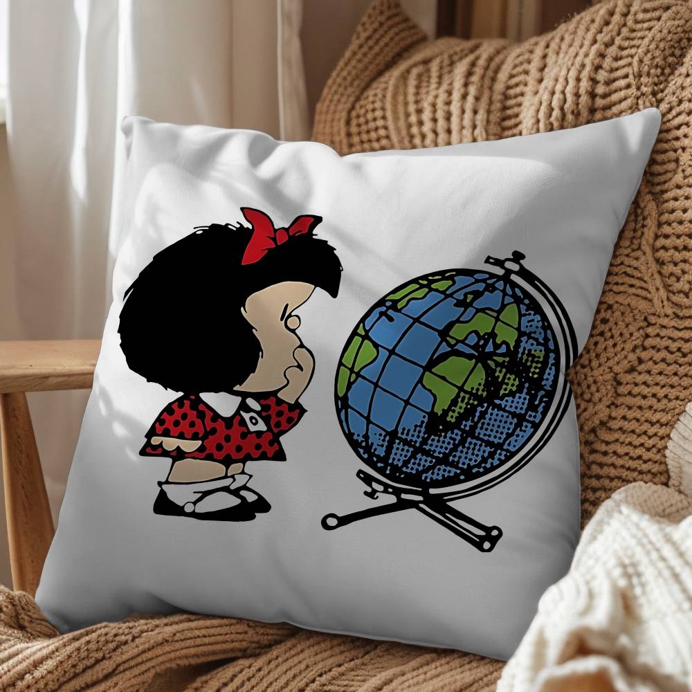 cartoon Manolito Art Mafalda Felipe Pillow Case Antidustmite Pillowcase Invisible zipper silky short plush Sofa cushion cover