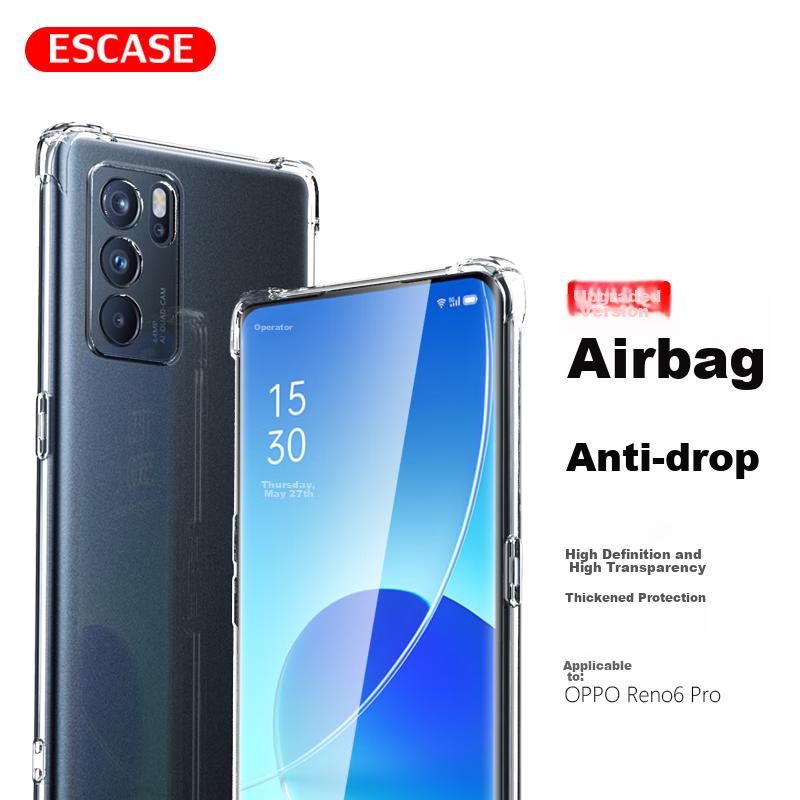 ESCARE OPPO Reno6 Pro Phone Case, Xiaomi Full Coverage TPU Airbag Shockproof Case (With Lanyard Hole), ES-Ip9 Series, Transparent White Versio
