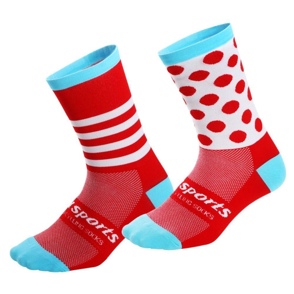 1 Pair Asymmetric Pattern Cycling Socks Breathable Bicycle Sock Middle Tube Sports Socks  Basketball