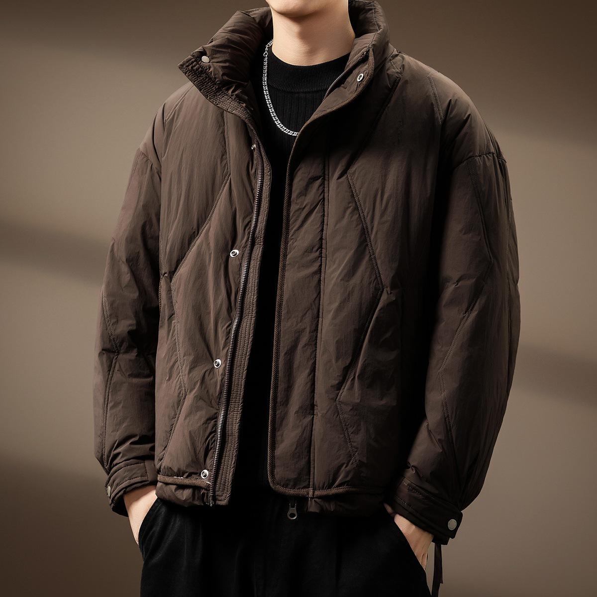 

Men s Trendy 2025 Winter Stand Collar White Duck Down Jacket - Lightweight, Warm, Loose, Casual. 3XL (Suitable for 190-220 jin) кавовий