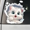 3D Cute Cat Scratch Car Sticker - Cartoon Style for Electric Vehicles