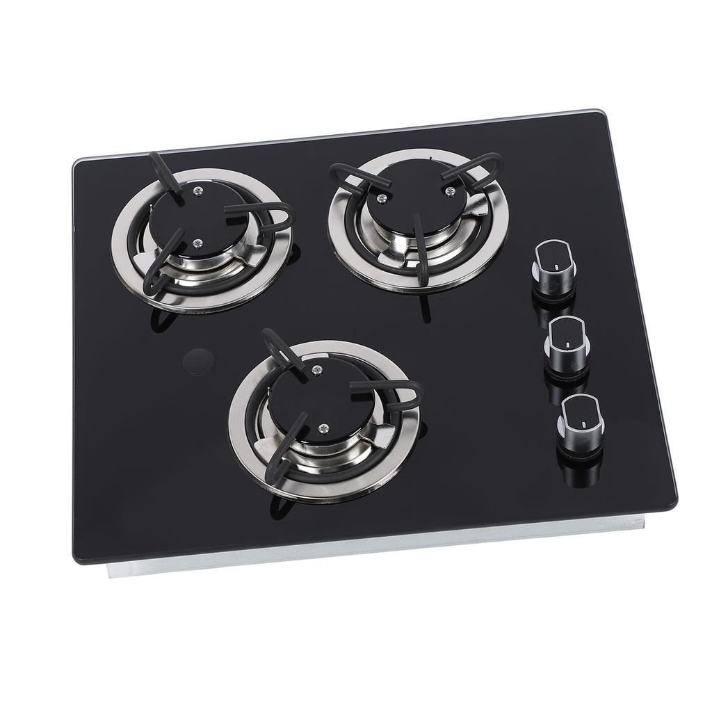 RV Gas Cooktop 1.8Kw 3 Burners Tempered Glass Gas Cooktop LPG Gas Stove Electronic Pulse Ignition Gas Hob for Boat