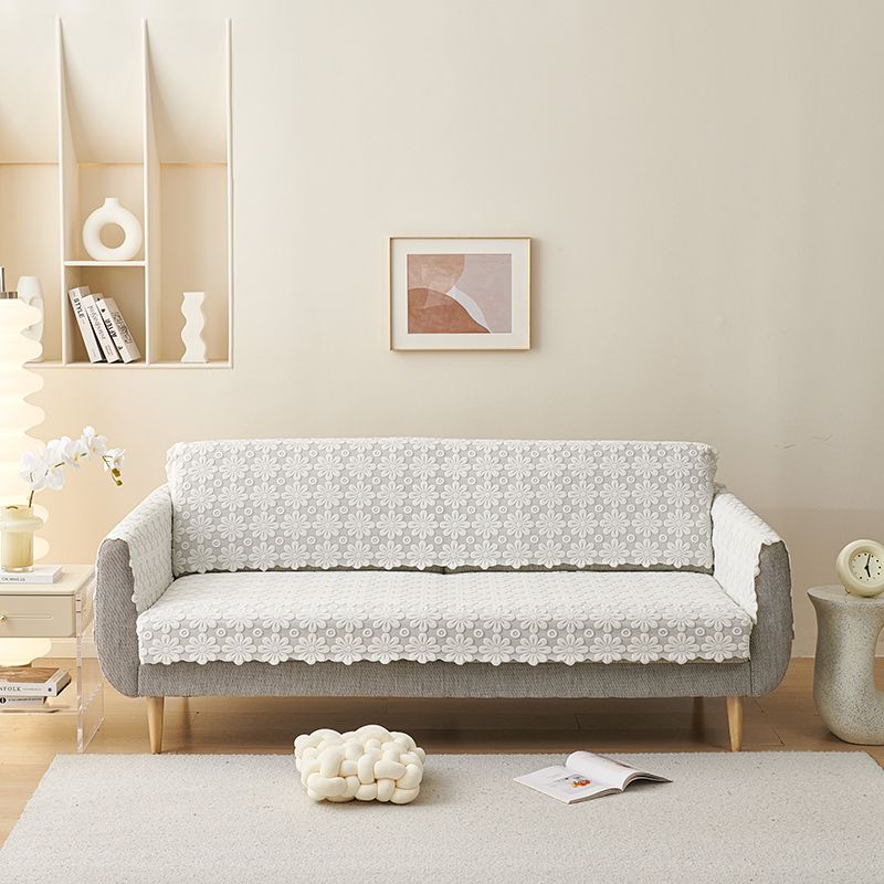 

Thickened Lace Long Sofa Back Towel Triangular Binder Fabric White Four Seasons Simplicity Armrest Dustproof Cover Cloth Can Be Cut Small Flowers-Beige Hand towel 95*60