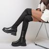 Women's shoes over the knee boots Women's autumn and winter new thick-soled knitted elastic boots European and American thick-heeled leather boots