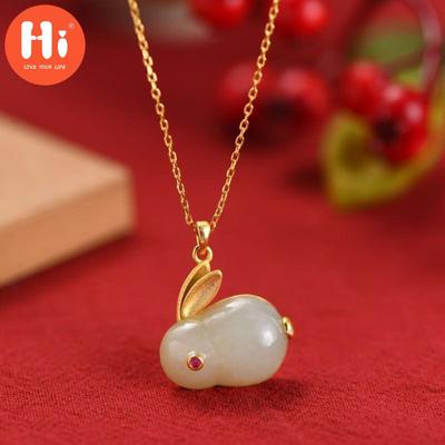 Hi Cute Rabbit Pendant Necklace Female Collarbone Chain Light Luxury Ins Niche Design
