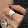 Korean Style S925 Silver-Plated Water Drop Crossover Open Ring – Women's Retro Fashion for Index Finger