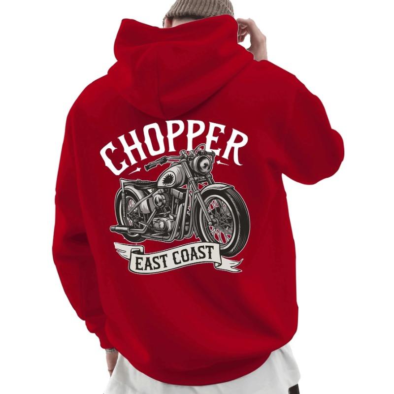 Heiß verkaufendes Kapuzensweatshirt für Herren zum Motorradfahren Retro Chopper Motorrad East Coast Banner Slogan Aufdruck Lässiger Hoodie.