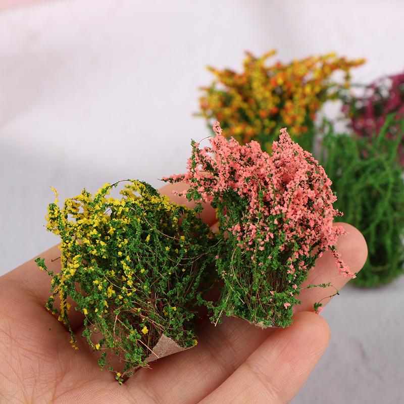 1Stk Puppenhaus DIY Dekoration 1/12 Puppenhaus Miniatur Mehrfarbiger Blumenbusch Grüne Pflanze Blumenmodell Spielzeug