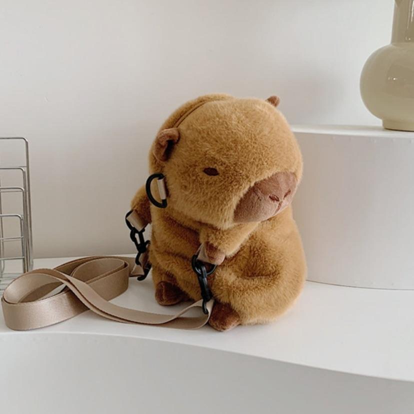 Plush Capybara Backpack Hamburg Doll Fur Bag Popular Kawaii Handbags  School