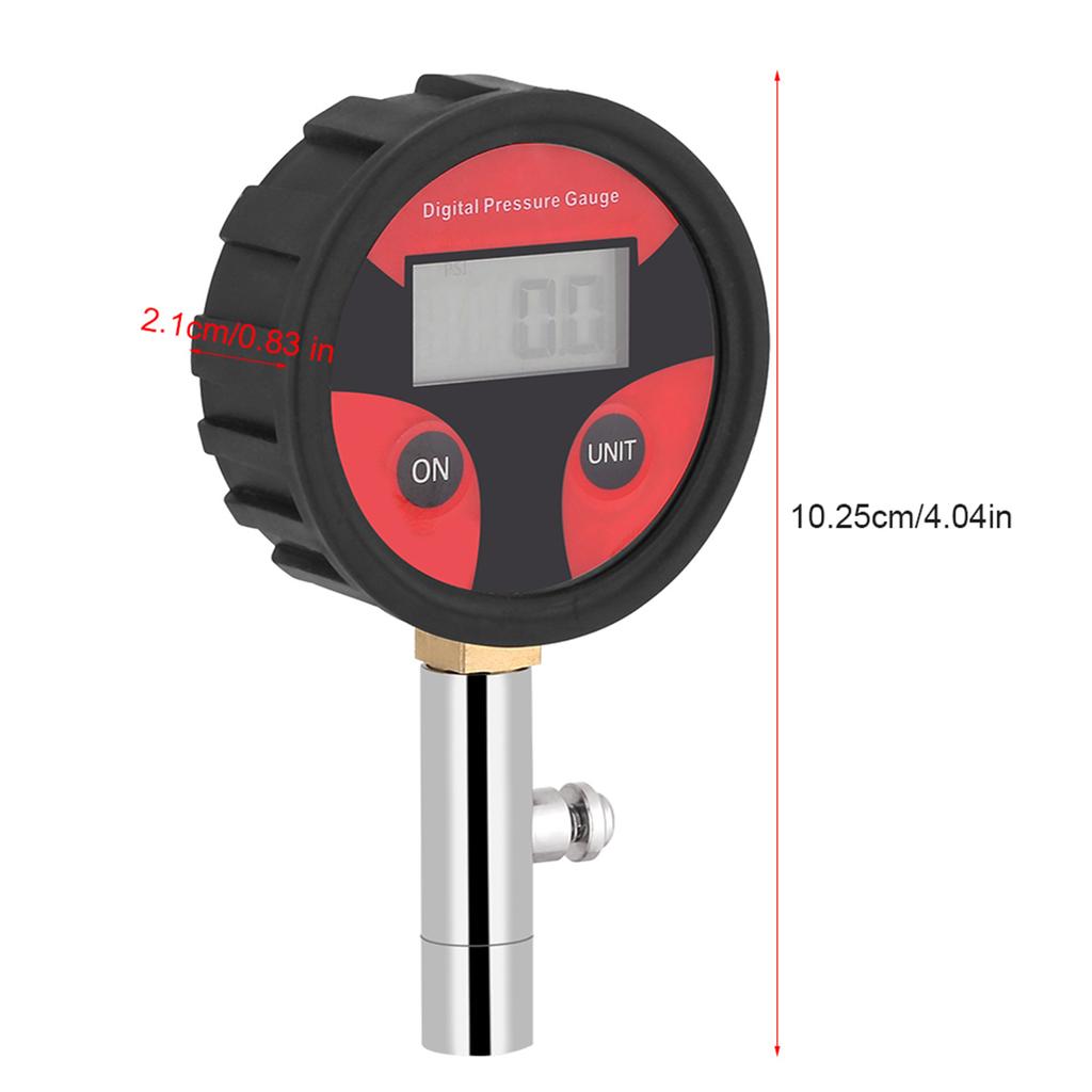 0~200PSI Digital Tire Pressure Gauge with Tyre Valve and Caps for Easy Testing and Reading
