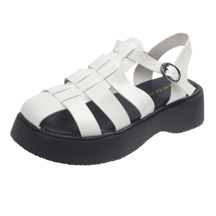 Roman bag head sandals women's outer wear spring 2025 new British style casual muffin thick-soled Roman pig cage shoes